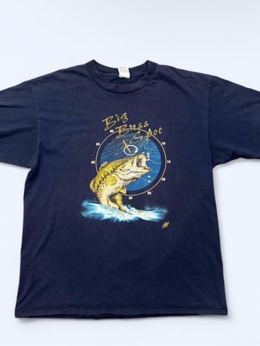 Vintage 90s Big Bass Spot Graphic Tee XL | Retro Fishing T-Shirt